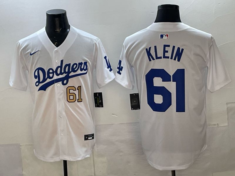 Men 2025 Nike Los Angeles Dodgers #61 Klein White Game MLB Jersey 03->los angeles dodgers->MLB Jersey